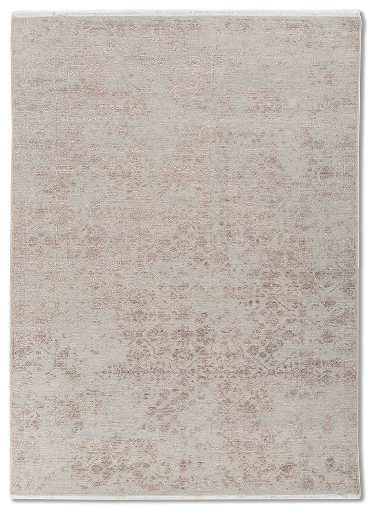 aurora grey and black wool and viscose hand knotted Rug - HeadShot