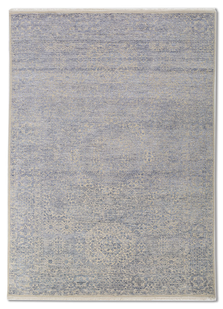 aurora grey and black wool and viscose hand knotted Rug - HeadShot