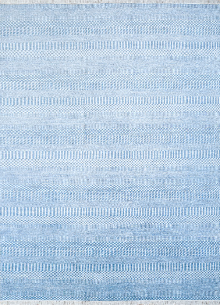 kairos blue wool and viscose hand knotted Rug - HeadShot