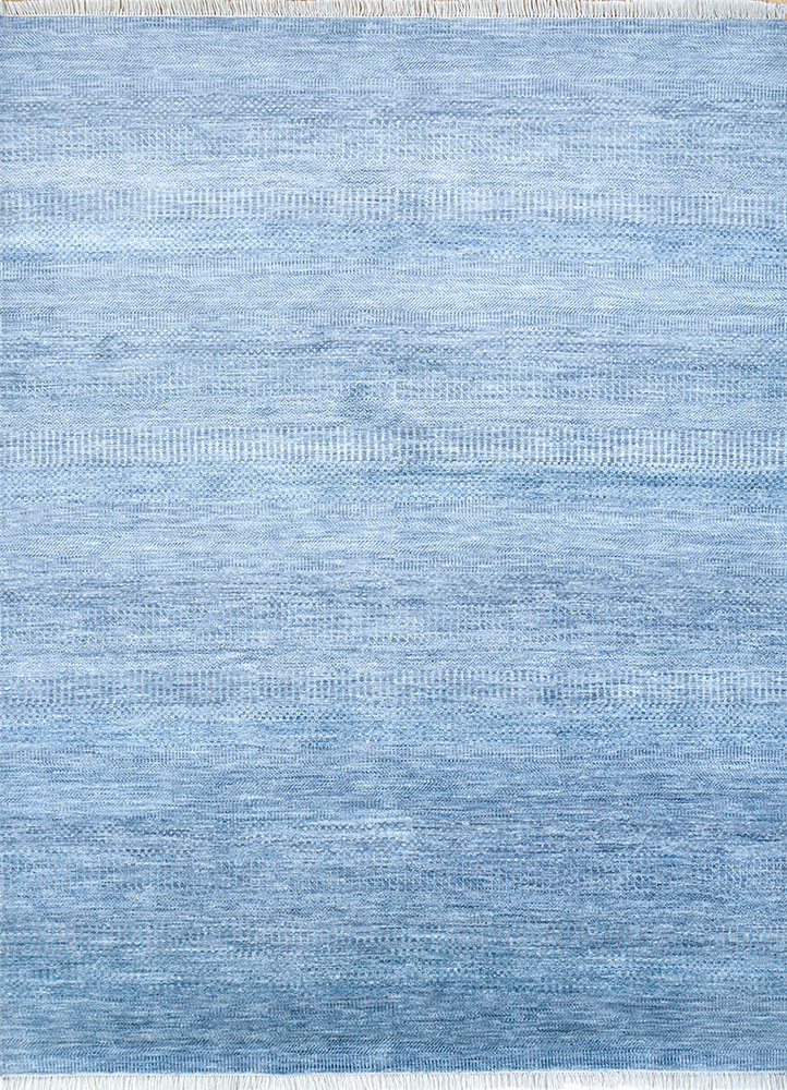 kairos blue wool and viscose hand knotted Rug - HeadShot