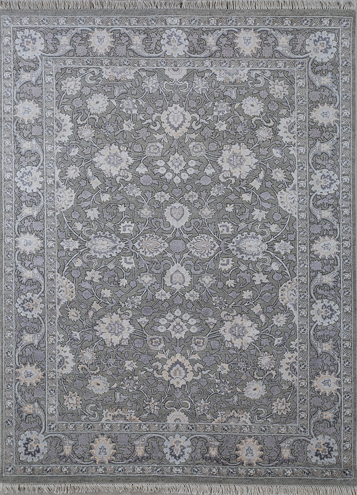aurora grey and black wool and viscose hand knotted Rug - HeadShot