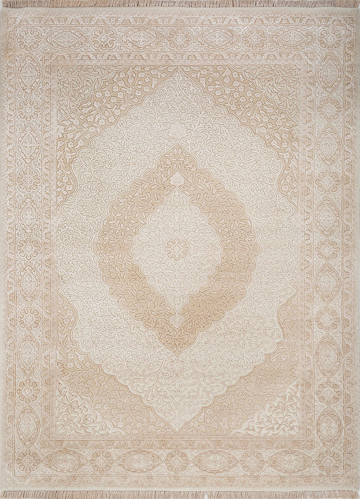 aurora ivory wool and viscose hand knotted Rug - HeadShot