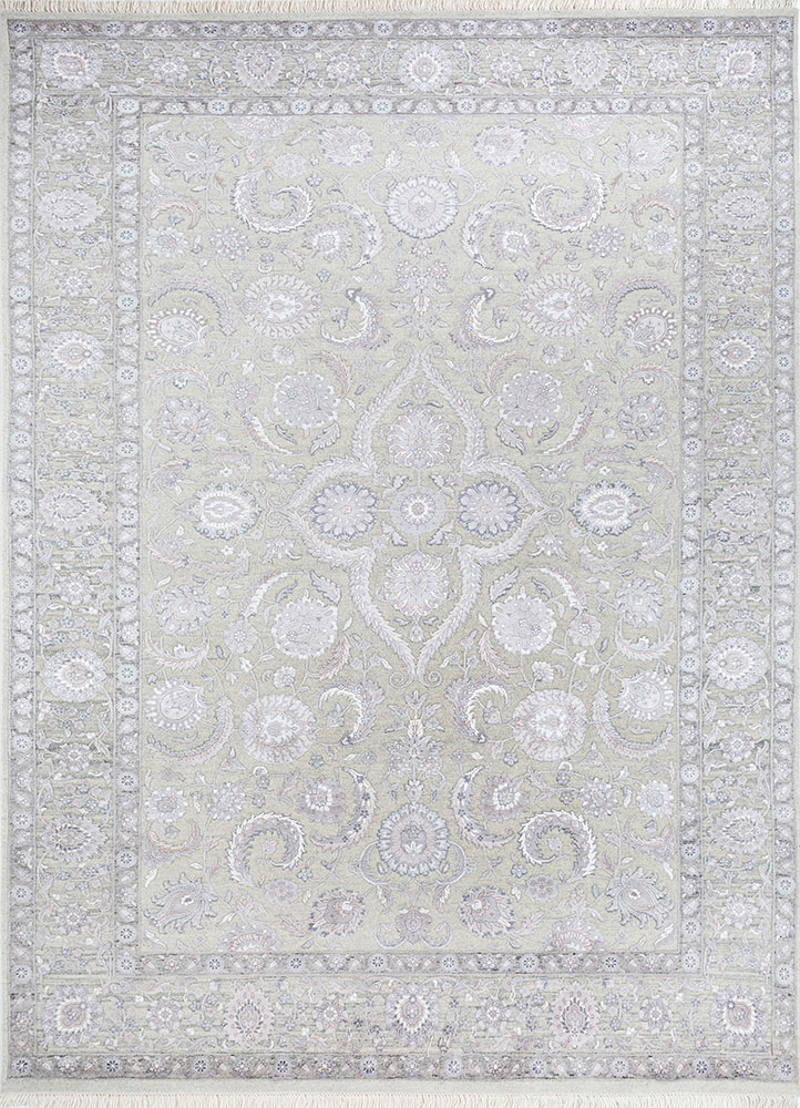 aurora beige and brown wool and viscose hand knotted Rug - HeadShot