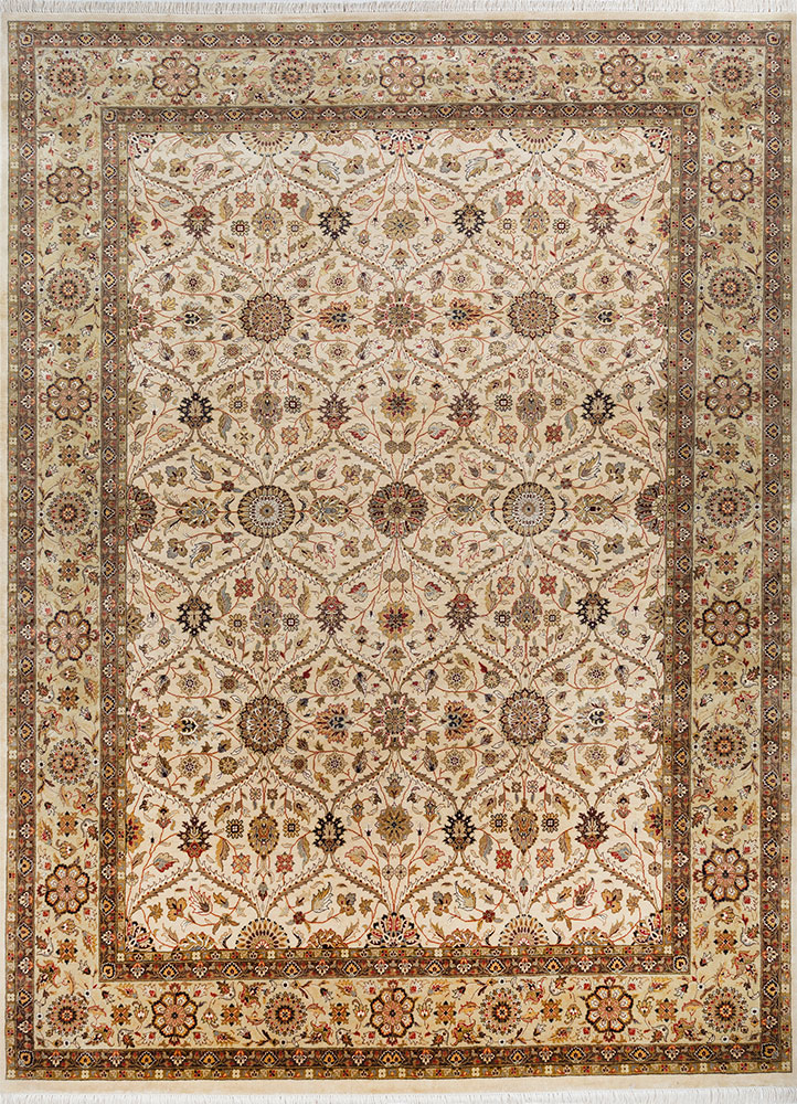 aurora gold wool and viscose hand knotted Rug - HeadShot
