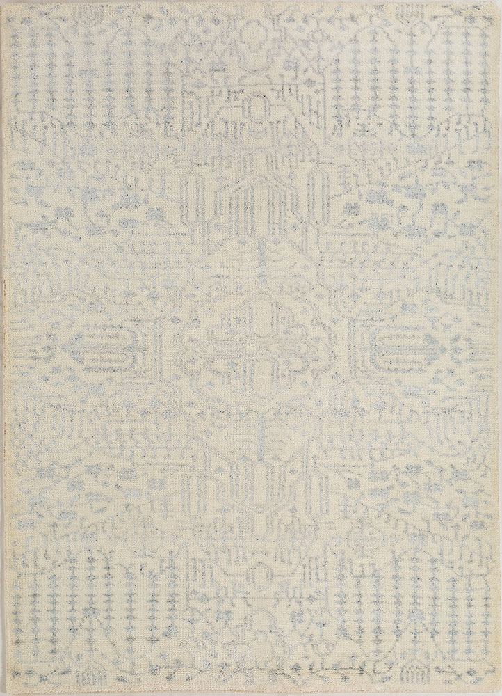 erbe ivory wool and viscose hand knotted Rug - HeadShot