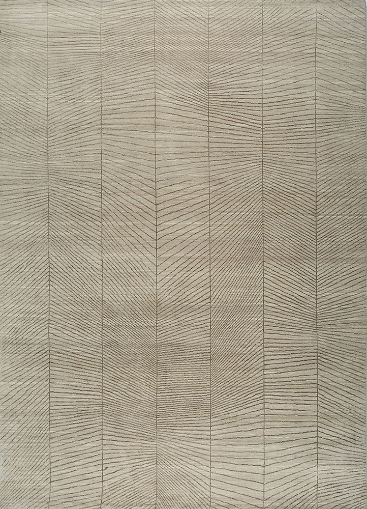 hidden by kavi ivory wool and silk hand knotted Rug - HeadShot