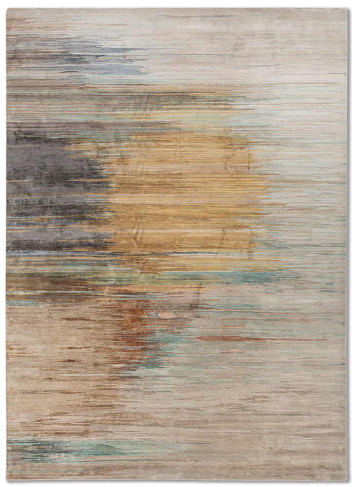 hidden by kavi beige and brown wool and silk hand knotted Rug - HeadShot