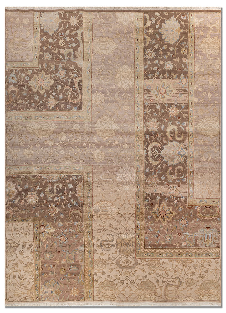 far east red and orange wool and silk hand knotted Rug - HeadShot
