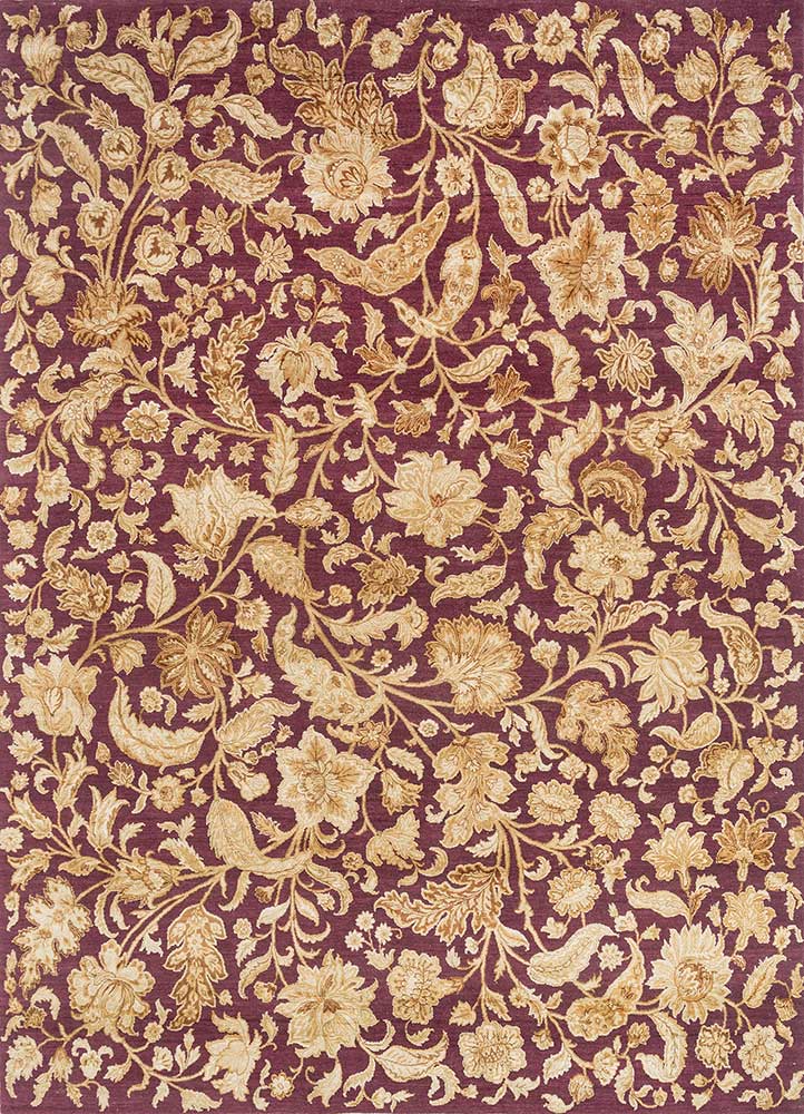 aurora pink and purple wool and silk hand knotted Rug - HeadShot