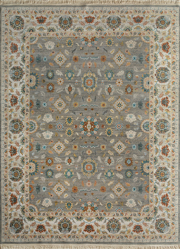 gulnar grey and black wool hand knotted Rug - HeadShot