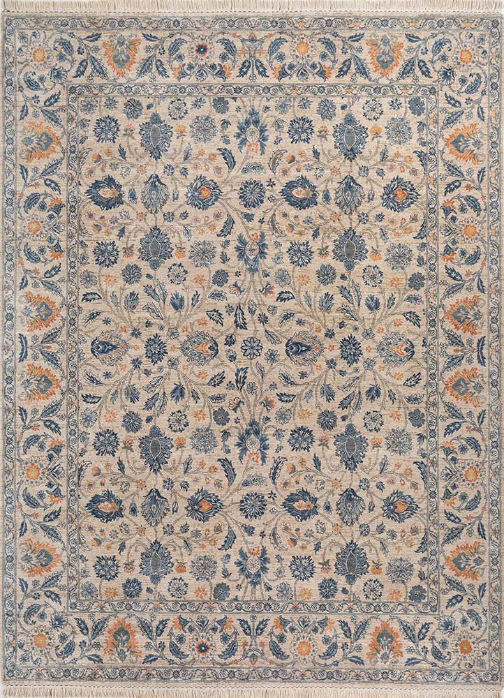 gulnar ivory wool hand knotted Rug - HeadShot