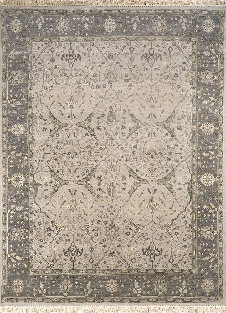 gulnar grey and black wool hand knotted Rug - HeadShot