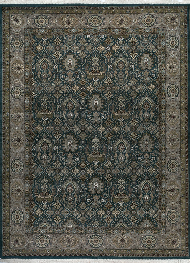 gulnar grey and black wool hand knotted Rug - HeadShot