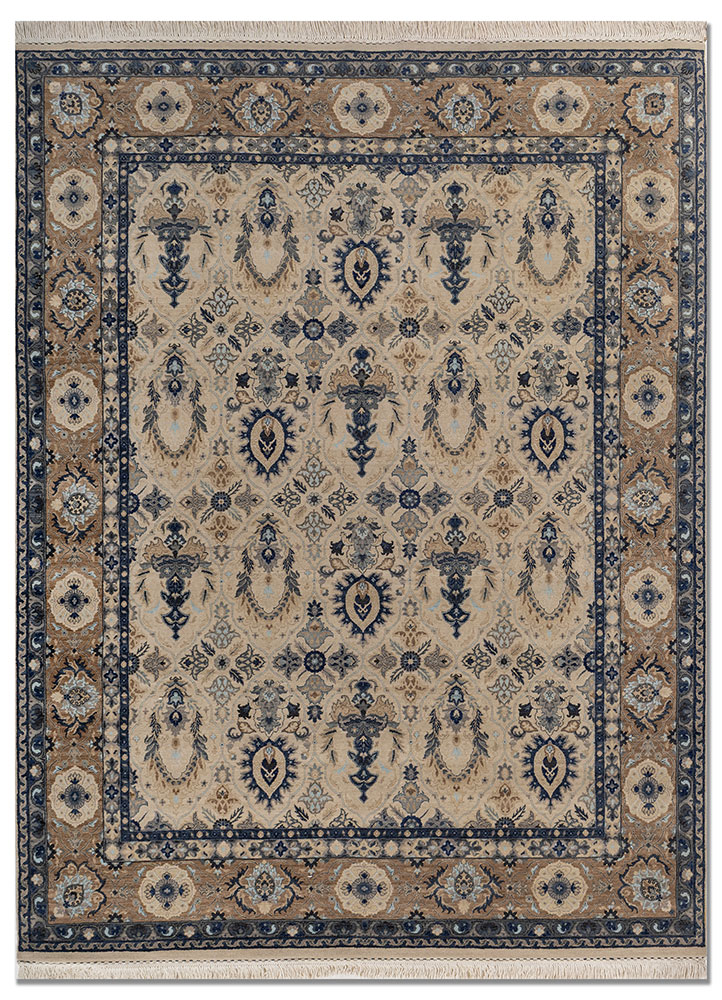 gulnar ivory wool hand knotted Rug - HeadShot