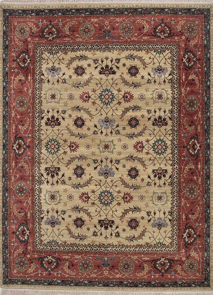 gulnar gold wool hand knotted Rug - HeadShot