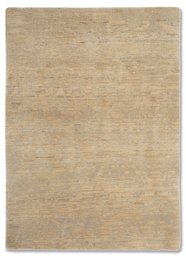 pansy ivory wool hand knotted Rug - HeadShot