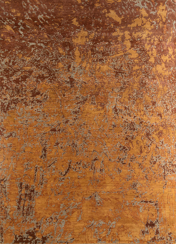 pansy red and orange wool hand knotted Rug - HeadShot