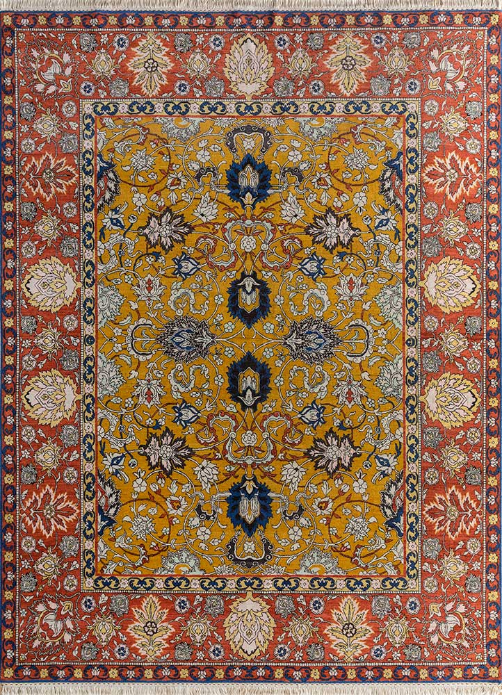 aurora gold wool hand knotted Rug - HeadShot