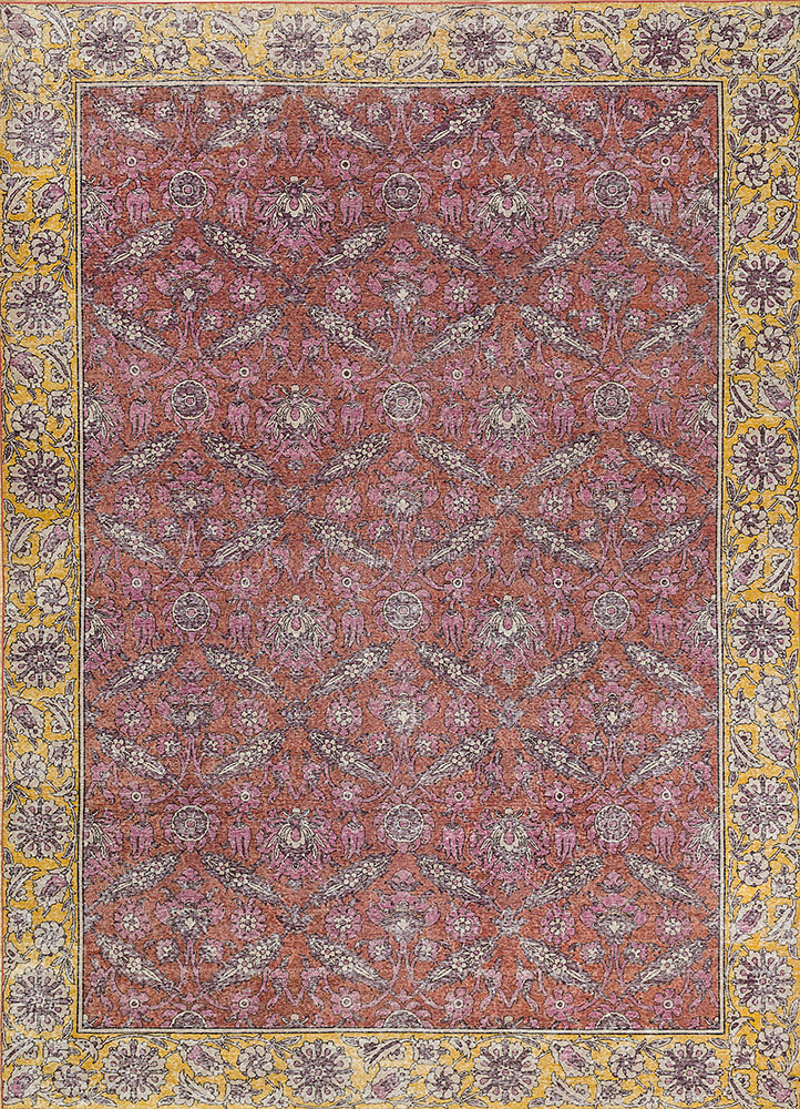 erbe red and orange wool hand knotted Rug - HeadShot