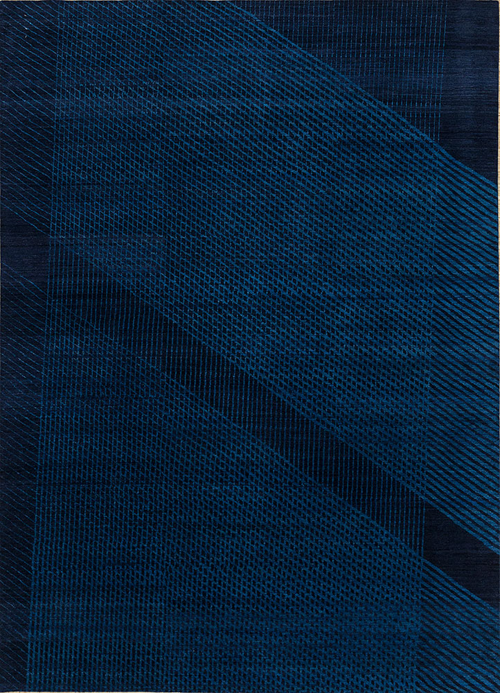 blythe blue wool hand knotted Rug - HeadShot
