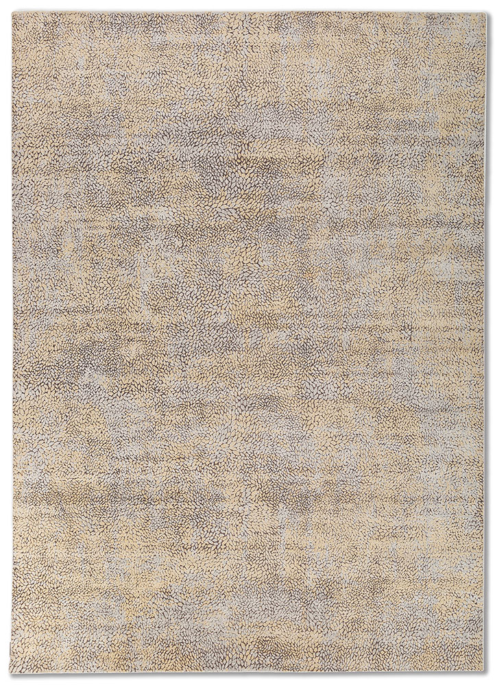 unstring by kavi grey and black wool and bamboo silk hand knotted Rug - HeadShot