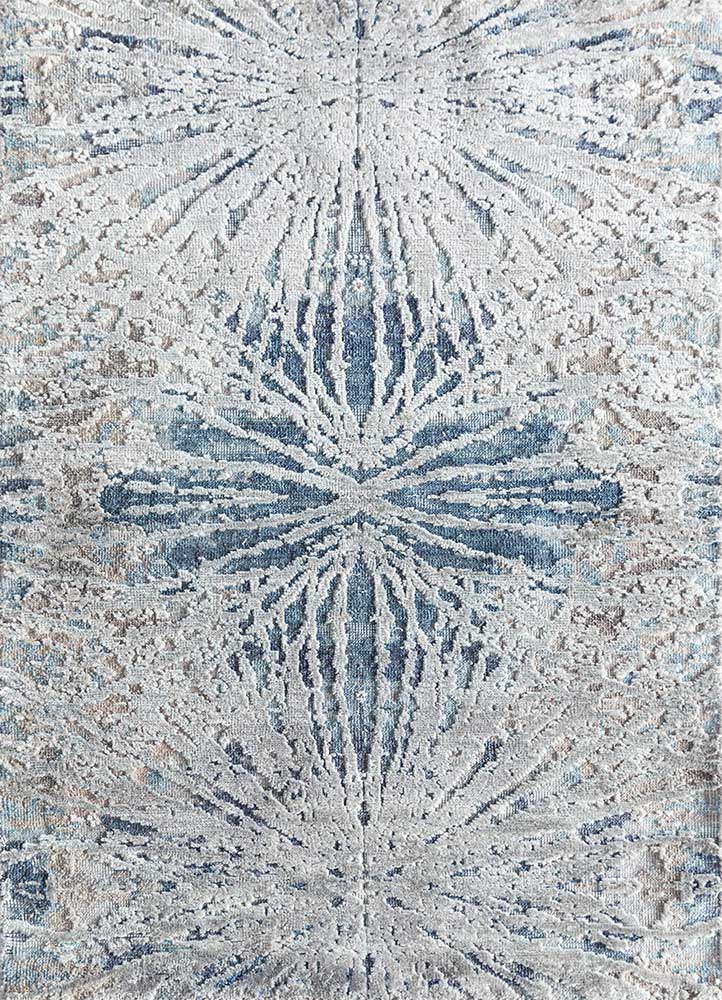 chaos theory by kavi blue wool and bamboo silk hand knotted Rug - HeadShot