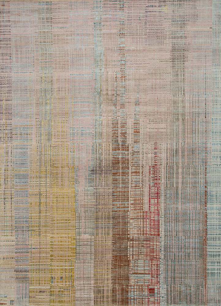 unstring by kavi multi wool and bamboo silk hand knotted Rug - HeadShot