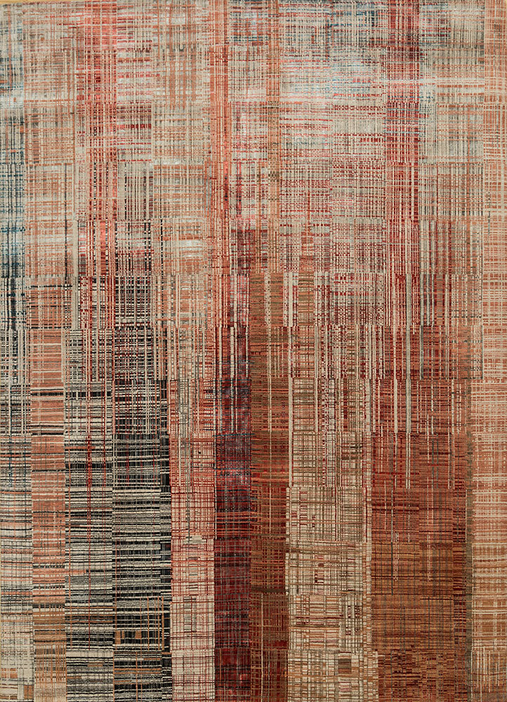 unstring by kavi ivory wool and bamboo silk hand knotted Rug - HeadShot
