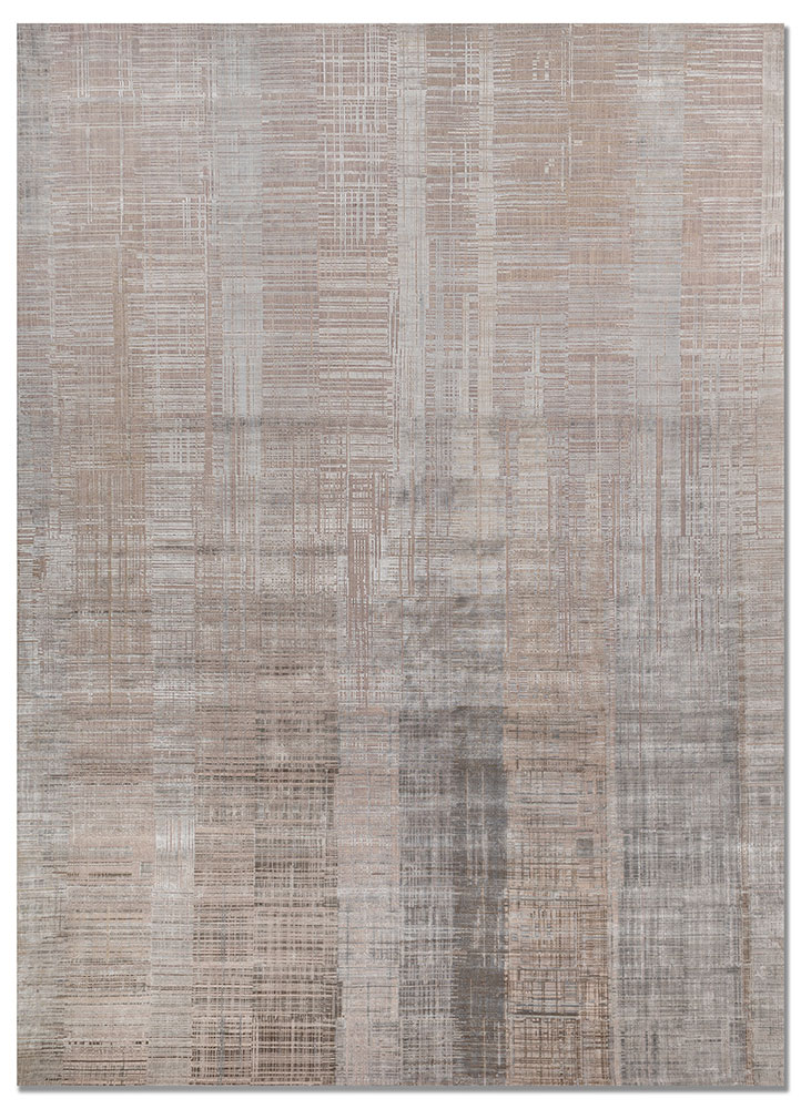 unstring by kavi grey and black wool and bamboo silk hand knotted Rug - HeadShot