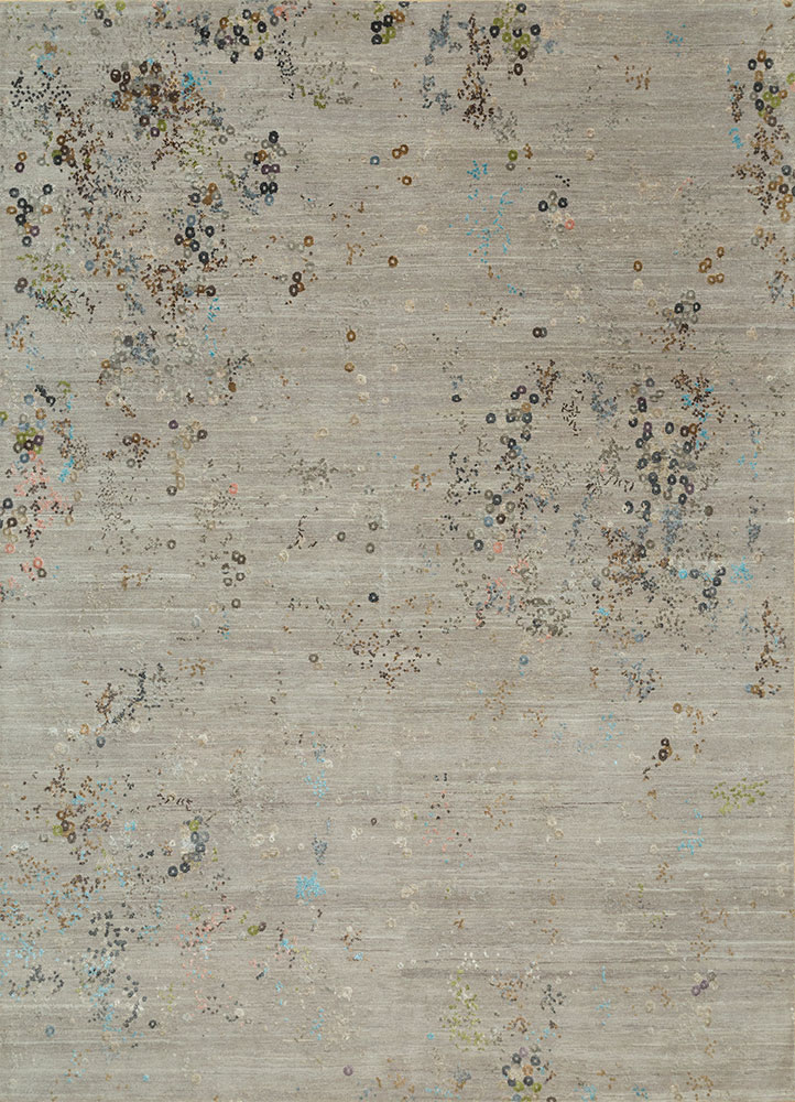 hidden by kavi grey and black wool and bamboo silk hand knotted Rug - HeadShot