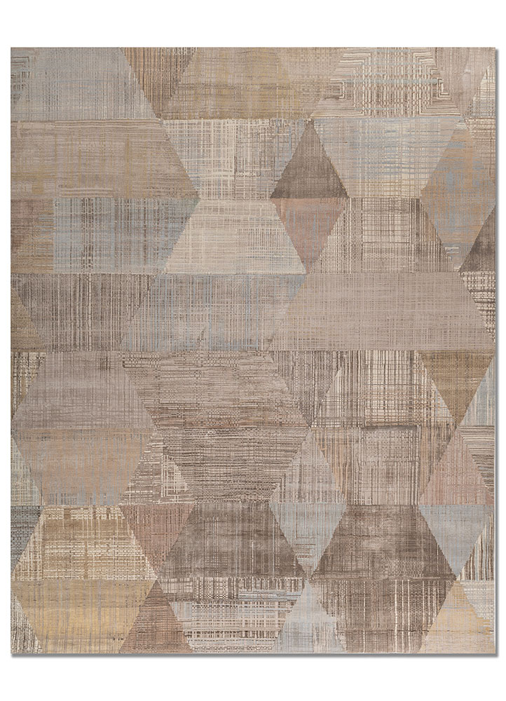 unstring by kavi ivory wool and bamboo silk hand knotted Rug - HeadShot
