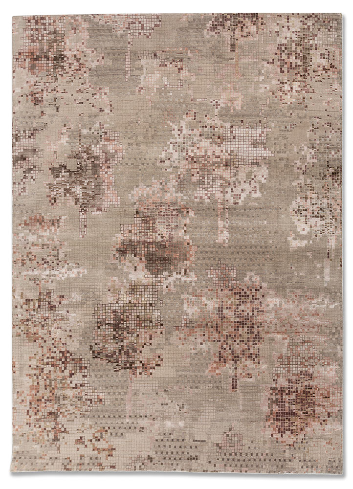 hidden by kavi ivory wool and bamboo silk hand knotted Rug - HeadShot