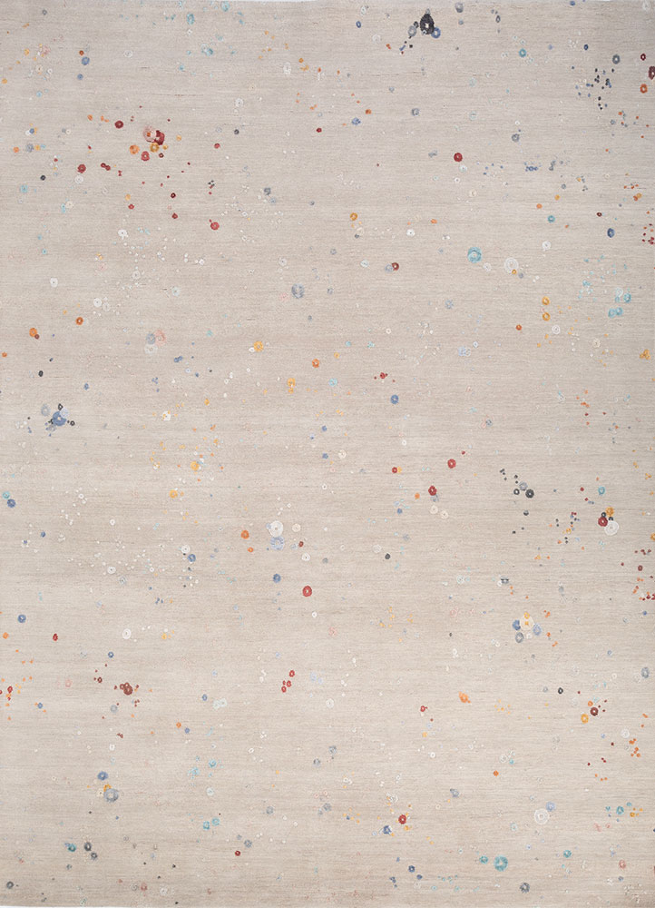 hidden by kavi ivory wool and bamboo silk hand knotted Rug - HeadShot