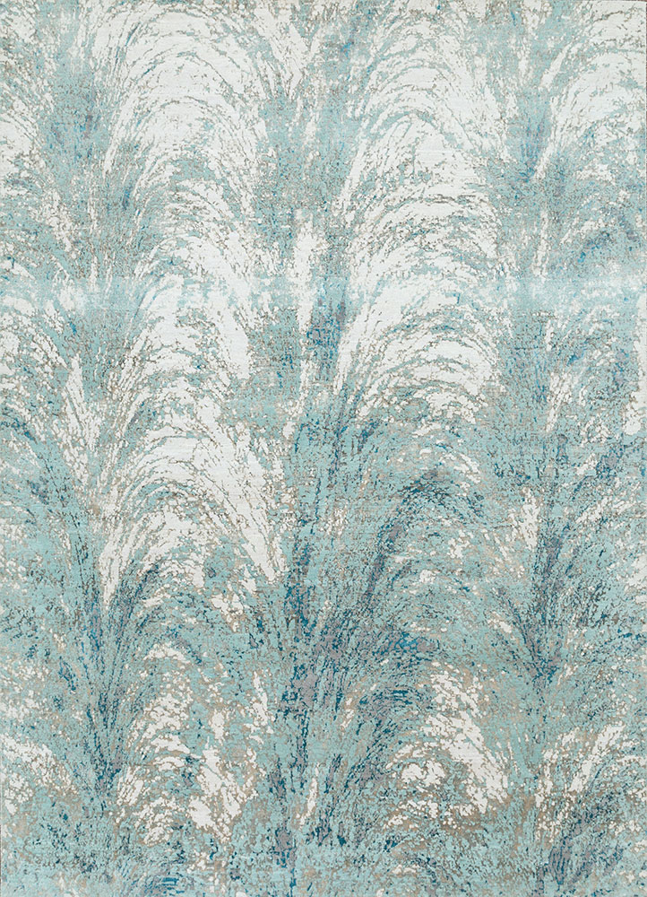 tattvam blue wool and bamboo silk hand knotted Rug - HeadShot