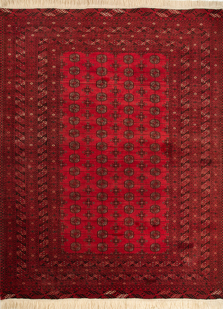 kiaan red and orange wool hand knotted Rug - HeadShot
