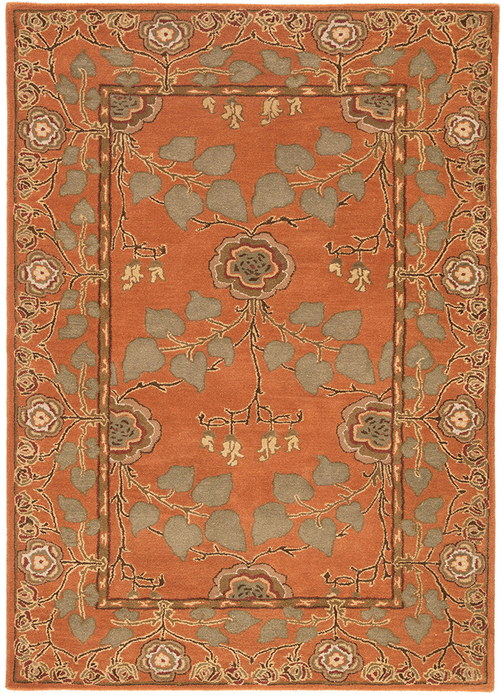 mythos red and orange wool hand tufted Rug - HeadShot