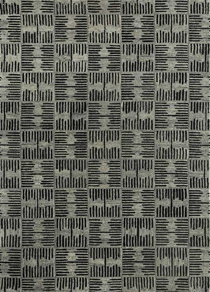 pathways grey and black wool hand tufted Rug - HeadShot