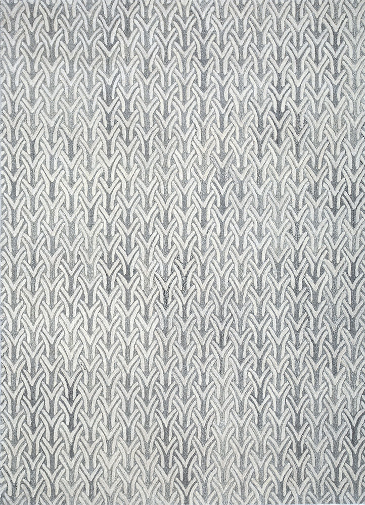 pathways grey and black wool hand tufted Rug - HeadShot