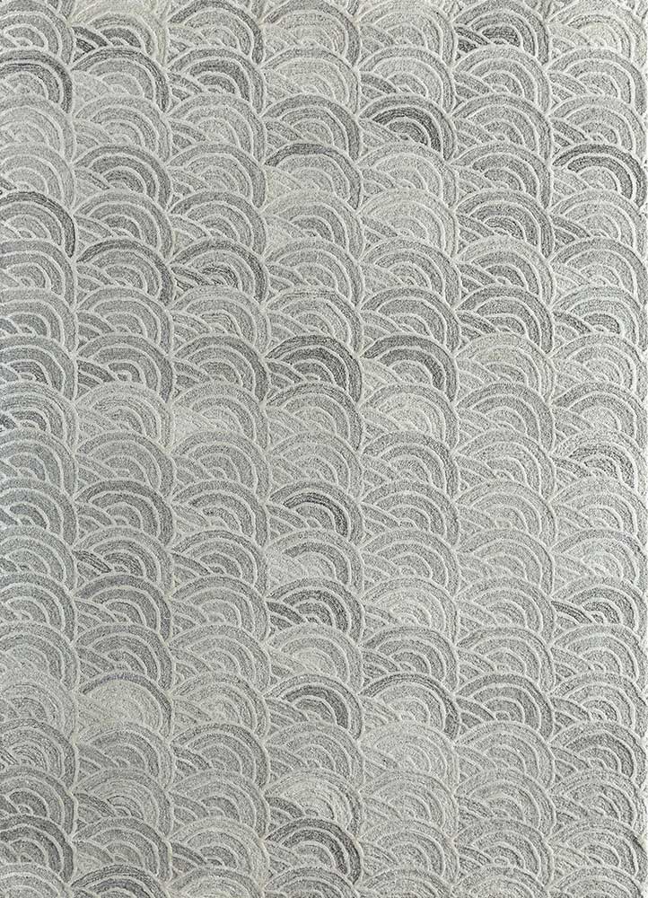pathways grey and black wool and viscose hand tufted Rug - HeadShot