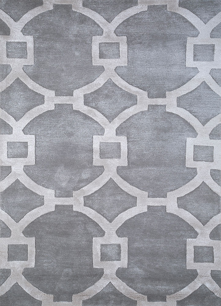 contour grey and black wool and viscose hand tufted Rug - HeadShot