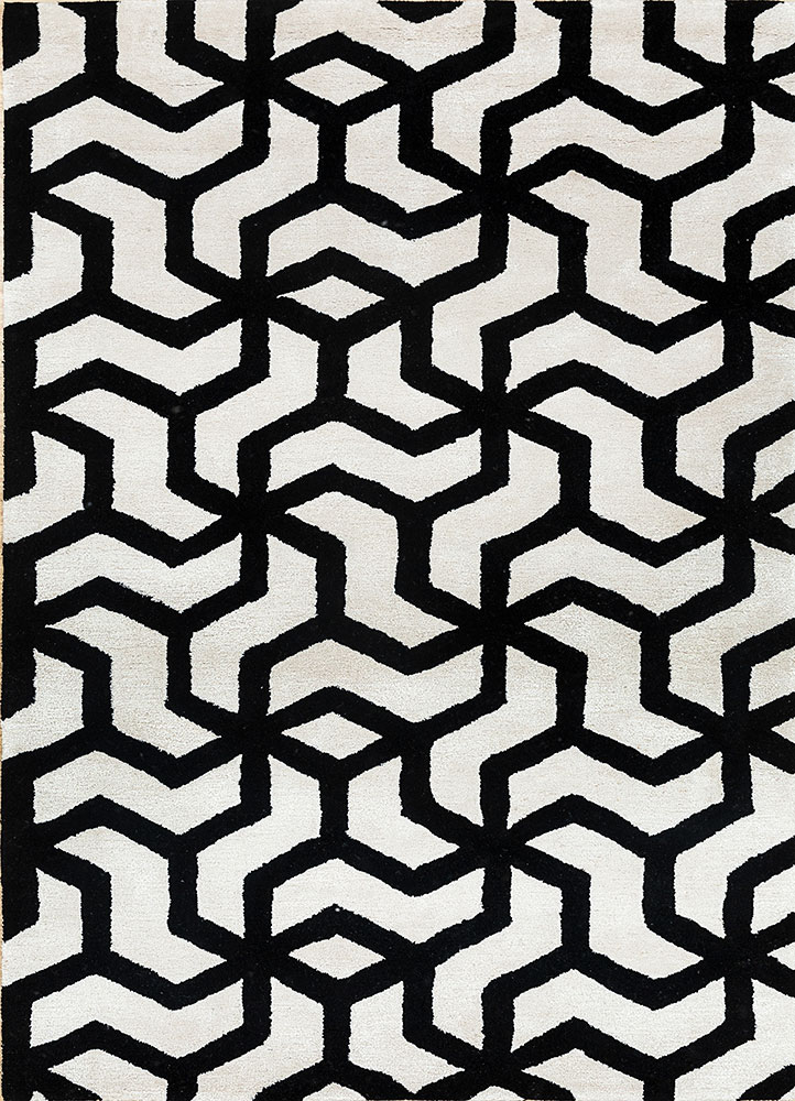 contour grey and black wool and viscose hand tufted Rug - HeadShot