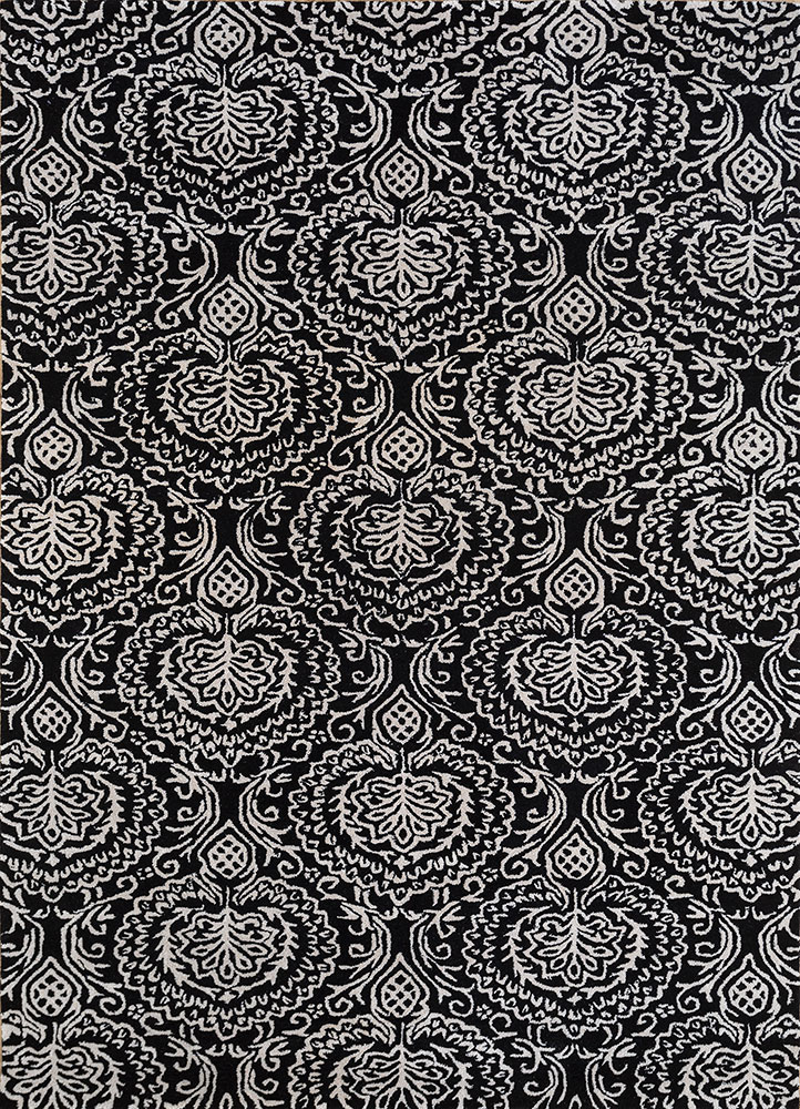 imara grey and black wool and viscose hand tufted Rug - HeadShot