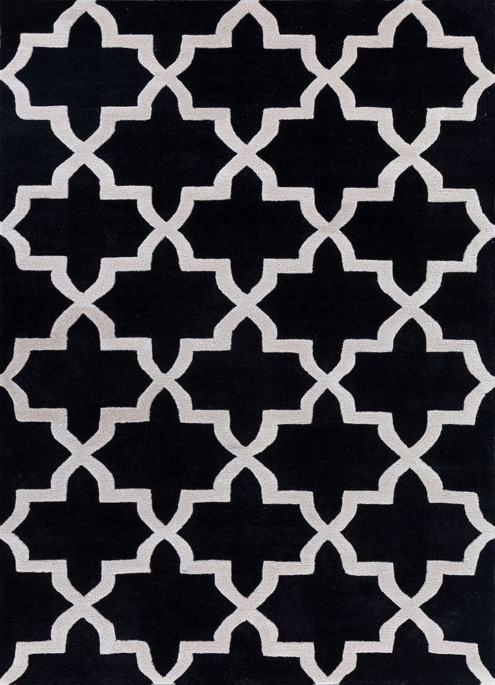 contour grey and black wool and viscose hand tufted Rug - HeadShot