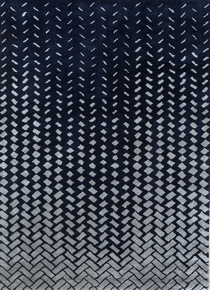 contour grey and black wool and viscose hand tufted Rug - HeadShot