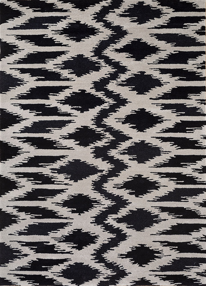 contour grey and black wool and viscose hand tufted Rug - HeadShot