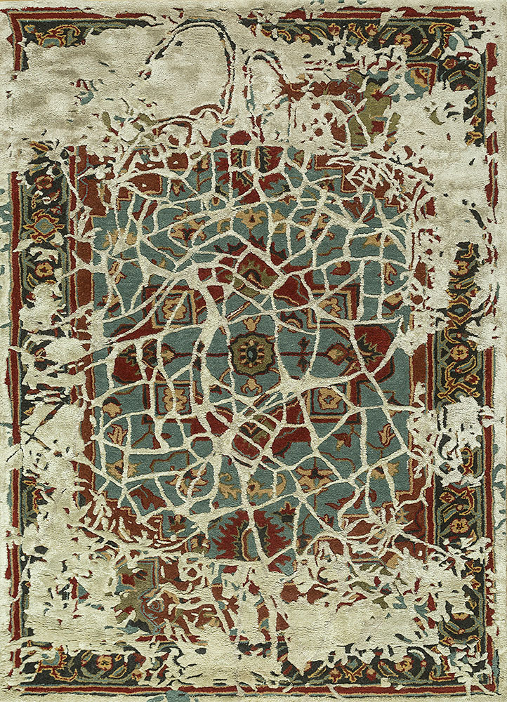 mythos blue wool and viscose hand tufted Rug - HeadShot