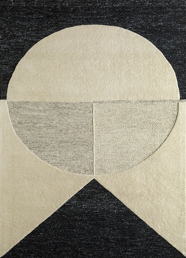 contour grey and black wool hand tufted Rug - HeadShot