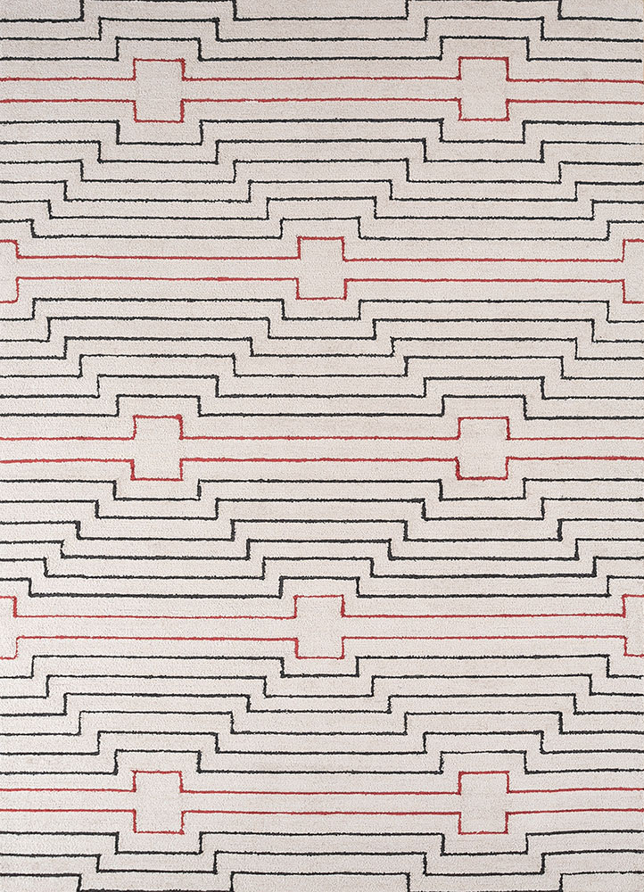 contour ivory wool and viscose hand tufted Rug - HeadShot