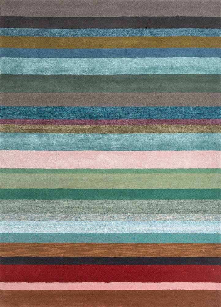linear ivory wool and viscose hand tufted Rug - HeadShot