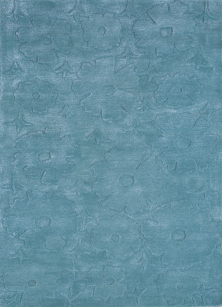 hacienda blue wool and viscose hand tufted Rug - HeadShot